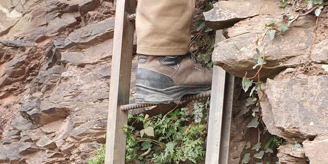 Leiter auf dem Klettersteig Calmont