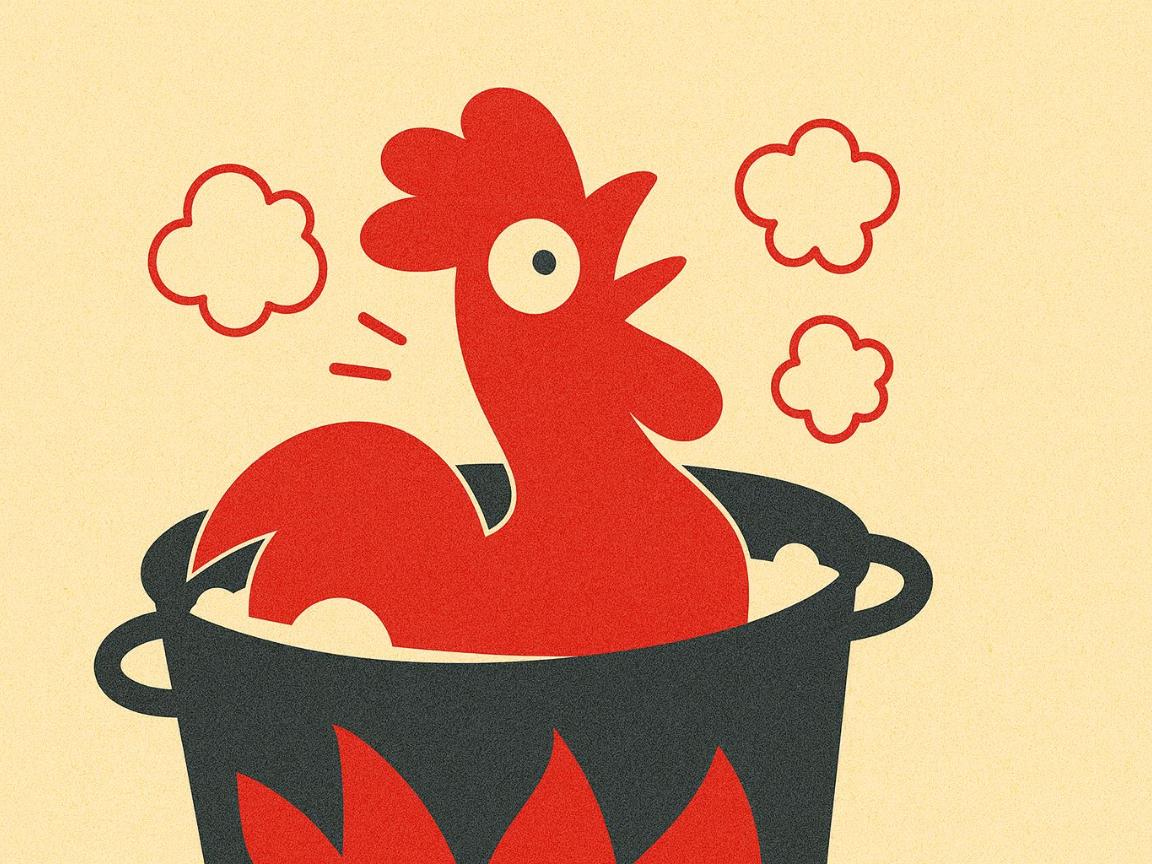 Der rote ESG-Hahn im Kochtopf als Bild für das Ende der ESGen