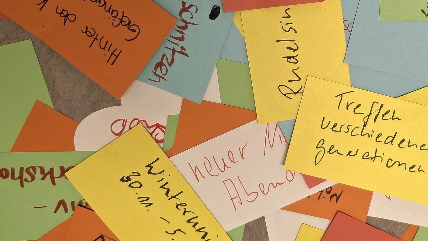 bunte Karten einer Ideensammlung