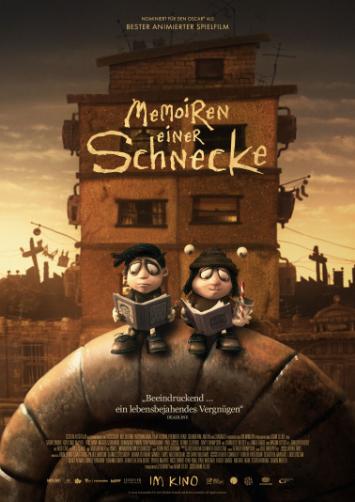 Filmplakat Memoiren einer Schnecke - Grace und ihr Bruder sitzen vereint auf einem Schneckenhaus